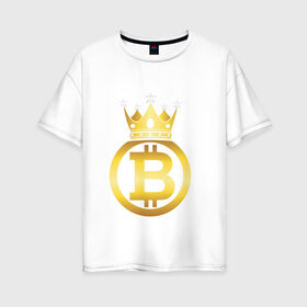 Женская футболка хлопок Oversize с принтом Биткоин (bitcoin) в Санкт-Петербурге, 100% хлопок | свободный крой, круглый ворот, спущенный рукав, длина до линии бедер
 | bitcoin | bitcoin news | bitcoin news today | bitcoin price | bitcoin price prediction | bitcoin trading | btc | btc news | btc price | btc today | crypto | crypto news | cryptocurrency