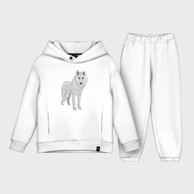 Детский костюм хлопок Oversize с принтом Белый волк в Санкт-Петербурге,  |  | Тематика изображения на принте: белый | волк | зимний | собака | хищник