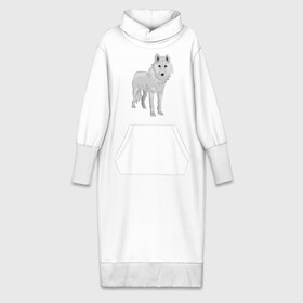 Платье удлиненное хлопок с принтом Белый волк в Санкт-Петербурге,  |  | белый | волк | зимний | собака | хищник