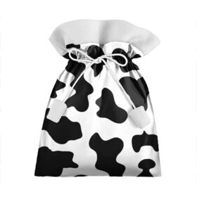 Подарочный 3D мешок с принтом Му-му в Санкт-Петербурге, 100% полиэстер | Размер: 29*39 см | Тематика изображения на принте: абстракция | бык | кожа коровы | корова | му му | пятна | черно белое | черно белые пятна
