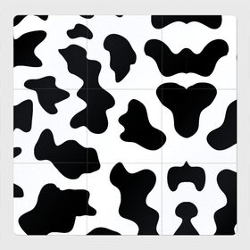 Магнитный плакат 3Х3 с принтом Му-му в Санкт-Петербурге, Полимерный материал с магнитным слоем | 9 деталей размером 9*9 см | Тематика изображения на принте: абстракция | бык | кожа коровы | корова | му му | пятна | черно белое | черно белые пятна