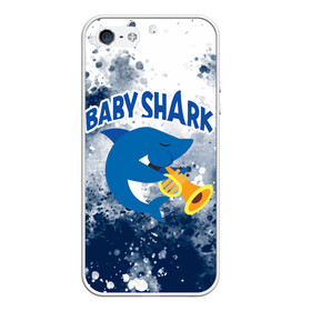 Чехол для iPhone 5/5S матовый с принтом BABY SHARK БЭБИ ШАРК в Санкт-Петербурге, Силикон | Область печати: задняя сторона чехла, без боковых панелей | Тематика изображения на принте: baby shark | babysharkchallenge | shark | акула baby shark | акуленок | аула | бэби шарк | песня