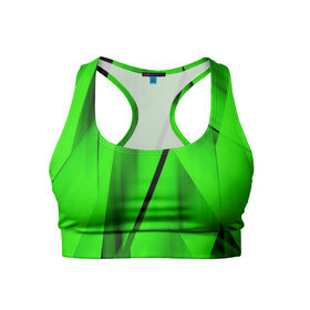 Женский спортивный топ 3D с принтом Зеленый неон в Санкт-Петербурге, 82% полиэстер, 18% спандекс Ткань безопасна для здоровья, позволяет коже дышать, не мнется и не растягивается |  | зелегь | зеленая абстракция | зеленка | зеленые линии | зеленые полосы | зеленый | зеленый неон | неон