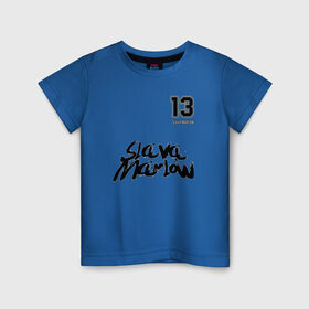 Детская футболка хлопок с принтом Slava Marlow в Санкт-Петербурге, 100% хлопок | круглый вырез горловины, полуприлегающий силуэт, длина до линии бедер | Тематика изображения на принте: 