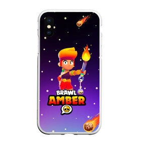 Чехол для iPhone XS Max матовый с принтом BRAWL STARS AMBER в Санкт-Петербурге, Силикон | Область печати: задняя сторона чехла, без боковых панелей | 8 bit | amber | brawl stars | colette | crow | gale | leon | max | mecha | mecha crow | mr.p | sally leon | shark | tara | virus 8 bit | werewolf leon | акула | амбер | берли | бравл старс | ворон | коллет | макс | оборотень