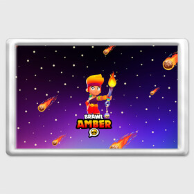 Магнит 45*70 с принтом BRAWL STARS AMBER. в Санкт-Петербурге, Пластик | Размер: 78*52 мм; Размер печати: 70*45 | 8 bit | amber | brawl stars | colette | crow | gale | leon | max | mecha | mecha crow | mr.p | sally leon | shark | tara | virus 8 bit | werewolf leon | акула | амбер | берли | бравл старс | ворон | коллет | макс | оборотень