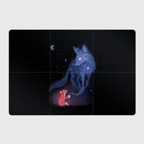Магнитный плакат 3Х2 с принтом Лиса и ее дух в Санкт-Петербурге, Полимерный материал с магнитным слоем | 6 деталей размером 9*9 см | fox | moon | stars | дух | звезды | лес | леса | лиса | лиса и лес | лисичка | лисичка в лесу | лисички в космосе | лисы | луна | небо | ночное небо | с лисами | темнота