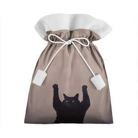 Подарочный 3D мешок с принтом Кот сдается в Санкт-Петербурге, 100% полиэстер | Размер: 29*39 см | cat | арест | испуг | кот | руки вверх | черный кот