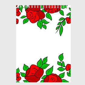 Скетчбук с принтом Scarlet Roses в Санкт-Петербурге, 100% бумага
 | 48 листов, плотность листов — 100 г/м2, плотность картонной обложки — 250 г/м2. Листы скреплены сверху удобной пружинной спиралью | fashion flowers | fashion girl | love | букет | бутоны | жена | красные цветы | лепестки | летние | лето | листья | лучшая | люблю | мама | подарок | природа | растения | розочка | розы | сюрприз | узор | цветок | цветочки
