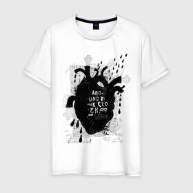 Мужская футболка хлопок с принтом сердце в Санкт-Петербурге, 100% хлопок | прямой крой, круглый вырез горловины, длина до линии бедер, слегка спущенное плечо. | 2020 | абстракция | граффити | стиль | тренд | уличный стиль | урбан