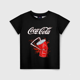 Детская футболка 3D с принтом Coca Cola в Санкт-Петербурге, 100% гипоаллергенный полиэфир | прямой крой, круглый вырез горловины, длина до линии бедер, чуть спущенное плечо, ткань немного тянется | coca cola | газировка | кола | лето | лимонад | свежесть | стакан