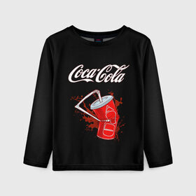 Детский лонгслив 3D с принтом Coca Cola в Санкт-Петербурге, 100% полиэстер | длинные рукава, круглый вырез горловины, полуприлегающий силуэт
 | coca cola | газировка | кола | лето | лимонад | свежесть | стакан