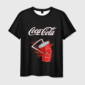Мужская футболка 3D с принтом Coca Cola в Санкт-Петербурге, 100% полиэфир | прямой крой, круглый вырез горловины, длина до линии бедер | Тематика изображения на принте: coca cola | газировка | кола | лето | лимонад | свежесть | стакан
