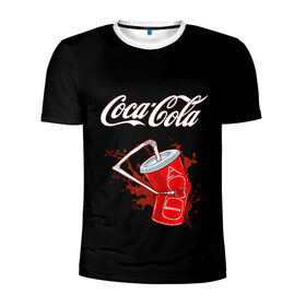 Мужская футболка 3D спортивная с принтом Coca Cola в Санкт-Петербурге, 100% полиэстер с улучшенными характеристиками | приталенный силуэт, круглая горловина, широкие плечи, сужается к линии бедра | Тематика изображения на принте: coca cola | газировка | кола | лето | лимонад | свежесть | стакан