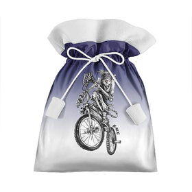 Подарочный 3D мешок с принтом BMX в Санкт-Петербурге, 100% полиэстер | Размер: 29*39 см | Тематика изображения на принте: bike | bmx | bones | eyes | jaw | skeleton | skull | sport | велосипед | кости | пасть | скелет | спорт | череп