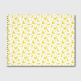 Альбом для рисования с принтом Банановый рай в Санкт-Петербурге, 100% бумага
 | матовая бумага, плотность 200 мг. | Тематика изображения на принте: bananas | circle | fruit | pattern | бананы | кружок | узор | фрукт