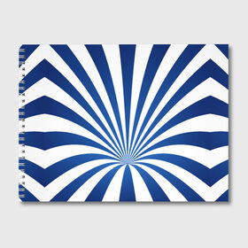Альбом для рисования с принтом Оптическая иллюзия в Санкт-Петербурге, 100% бумага
 | матовая бумага, плотность 200 мг. | Тематика изображения на принте: глубина | иллюзия | линии | оптическая иллюзия | полосы | синие линии | синие полосы | синий