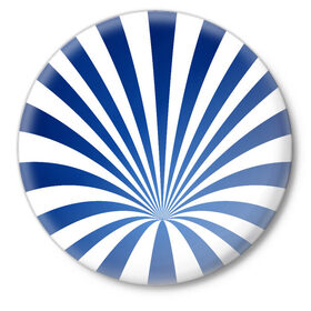 Значок с принтом Оптическая иллюзия в Санкт-Петербурге,  металл | круглая форма, металлическая застежка в виде булавки | глубина | иллюзия | линии | оптическая иллюзия | полосы | синие линии | синие полосы | синий