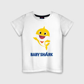 Детская футболка хлопок с принтом Baby Shark Рисунок на спине в Санкт-Петербурге, 100% хлопок | круглый вырез горловины, полуприлегающий силуэт, длина до линии бедер | 