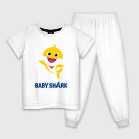 Детская пижама хлопок с принтом Baby Shark Рисунок на спине в Санкт-Петербурге, 100% хлопок |  брюки и футболка прямого кроя, без карманов, на брюках мягкая резинка на поясе и по низу штанин
 | 