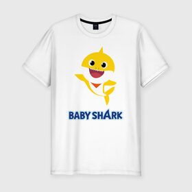 Мужская футболка хлопок Slim с принтом Baby Shark Рисунок на спине в Санкт-Петербурге, 92% хлопок, 8% лайкра | приталенный силуэт, круглый вырез ворота, длина до линии бедра, короткий рукав | 