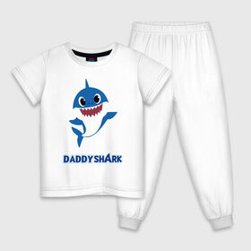 Детская пижама хлопок с принтом Baby Shark Daddy в Санкт-Петербурге, 100% хлопок |  брюки и футболка прямого кроя, без карманов, на брюках мягкая резинка на поясе и по низу штанин
 | Тематика изображения на принте: 