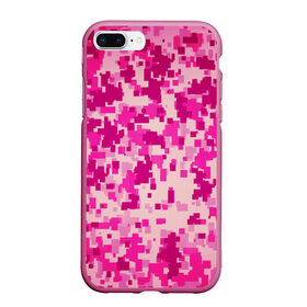 Чехол для iPhone 7Plus/8 Plus матовый с принтом Розовый камуфляж в Санкт-Петербурге, Силикон | Область печати: задняя сторона чехла, без боковых панелей | камуфляж | милитари | пиксель | пиксельный | розовый | узор