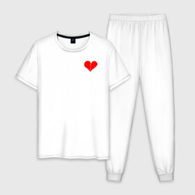 Мужская пижама хлопок с принтом Разбитое сердце в Санкт-Петербурге, 100% хлопок | брюки и футболка прямого кроя, без карманов, на брюках мягкая резинка на поясе и по низу штанин
 | Тематика изображения на принте: 