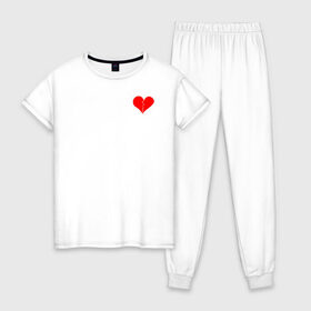 Женская пижама хлопок с принтом Разбитое сердце в Санкт-Петербурге, 100% хлопок | брюки и футболка прямого кроя, без карманов, на брюках мягкая резинка на поясе и по низу штанин | 