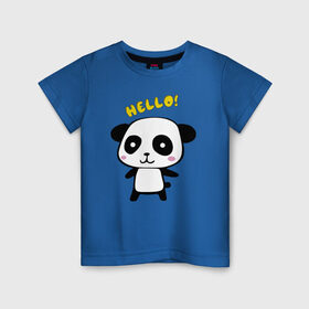 Детская футболка хлопок с принтом Милая пандочка в Санкт-Петербурге, 100% хлопок | круглый вырез горловины, полуприлегающий силуэт, длина до линии бедер | маленькая панда | маленькая пандочка | милашка | милая панда | милая пандочка | панда | панда hello | панда милашка | пандочка | пандочка hello | пандочка милашка