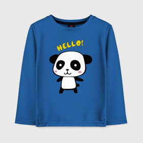 Детский лонгслив хлопок с принтом Милая пандочка в Санкт-Петербурге, 100% хлопок | круглый вырез горловины, полуприлегающий силуэт, длина до линии бедер | маленькая панда | маленькая пандочка | милашка | милая панда | милая пандочка | панда | панда hello | панда милашка | пандочка | пандочка hello | пандочка милашка