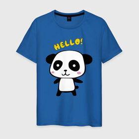 Мужская футболка хлопок с принтом Милая пандочка в Санкт-Петербурге, 100% хлопок | прямой крой, круглый вырез горловины, длина до линии бедер, слегка спущенное плечо. | Тематика изображения на принте: маленькая панда | маленькая пандочка | милашка | милая панда | милая пандочка | панда | панда hello | панда милашка | пандочка | пандочка hello | пандочка милашка