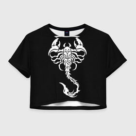 Женская футболка Crop-top 3D с принтом Скорпион в Санкт-Петербурге, 100% полиэстер | круглая горловина, длина футболки до линии талии, рукава с отворотами | знак зодиака | природа. | ракообразные | скорпион | ядовитые существа