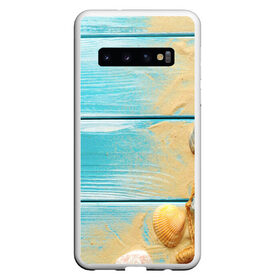 Чехол для Samsung Galaxy S10 с принтом ПИРС в Санкт-Петербурге, Силикон | Область печати: задняя сторона чехла, без боковых панелей | доски | лето | море | песок | пирс | пляж | ракушки
