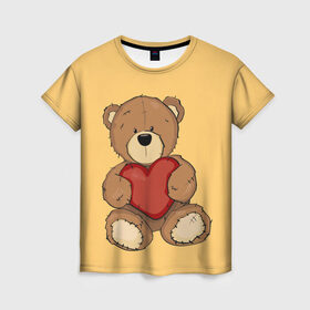 Женская футболка 3D с принтом Мишка Тедди в Санкт-Петербурге, 100% полиэфир ( синтетическое хлопкоподобное полотно) | прямой крой, круглый вырез горловины, длина до линии бедер | игрушка | игрушки | медведь | миша | мишкатедди | мягкаяигрушка | тедди