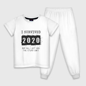 Детская пижама хлопок с принтом 2020 - я выжил в Санкт-Петербурге, 100% хлопок |  брюки и футболка прямого кроя, без карманов, на брюках мягкая резинка на поясе и по низу штанин
 | 2020 | 2021 | coronavirus | covid | covid 19 | covid19 | new year | вирус | год | грипп | дед мороз | заражение | зима | карантин | клаус | корона | коронавирус | маска | новый год | пандемия | праздник | самоизоляция | санта