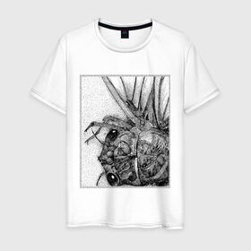 Мужская футболка хлопок с принтом Цокотуха в Санкт-Петербурге, 100% хлопок | прямой крой, круглый вырез горловины, длина до линии бедер, слегка спущенное плечо. | глаза | крылья | муха | насекомое | цокотуха