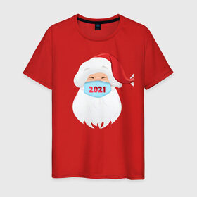 Мужская футболка хлопок с принтом Новый год 2021 в Санкт-Петербурге, 100% хлопок | прямой крой, круглый вырез горловины, длина до линии бедер, слегка спущенное плечо. | 