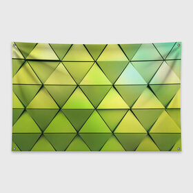 Флаг-баннер с принтом Зелёные треугольники в Санкт-Петербурге, 100% полиэстер | размер 67 х 109 см, плотность ткани — 95 г/м2; по краям флага есть четыре люверса для крепления | геометрия | зелёный | текстура | треугольники | фигуры