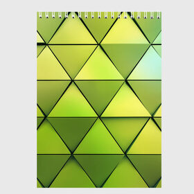 Скетчбук с принтом Зелёные треугольники в Санкт-Петербурге, 100% бумага
 | 48 листов, плотность листов — 100 г/м2, плотность картонной обложки — 250 г/м2. Листы скреплены сверху удобной пружинной спиралью | геометрия | зелёный | текстура | треугольники | фигуры