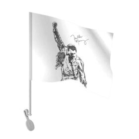 Флаг для автомобиля с принтом Freddie Mercury в Санкт-Петербурге, 100% полиэстер | Размер: 30*21 см | freddie mercury | queen | автограф | квин | фредди меркьюри