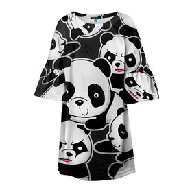 Детское платье 3D с принтом Смешные панды в Санкт-Петербурге, 100% полиэстер | прямой силуэт, чуть расширенный к низу. Круглая горловина, на рукавах — воланы | животные | медведи | мишки | мультяшки | смешные панды