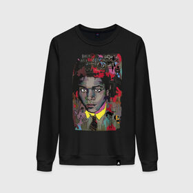 Женский свитшот хлопок с принтом Jean Michel Basquiat в Санкт-Петербурге, 100% хлопок | прямой крой, круглый вырез, на манжетах и по низу широкая трикотажная резинка  | art | eyes | guy | jean michel basquiat | глаза | жан мишель баския | искусство | парень