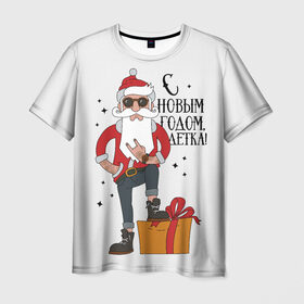 Мужская футболка 3D с принтом С Новым годом, детка! в Санкт-Петербурге, 100% полиэфир | прямой крой, круглый вырез горловины, длина до линии бедер | 