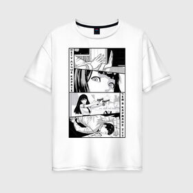 Женская футболка хлопок Oversize с принтом Карате в Санкт-Петербурге, 100% хлопок | свободный крой, круглый ворот, спущенный рукав, длина до линии бедер
 | графика | карате | комикс | манга | япония