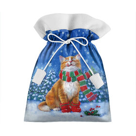 Подарочный 3D мешок с принтом Cat New Year в Санкт-Петербурге, 100% полиэстер | Размер: 29*39 см | Тематика изображения на принте: 2021 | santa | белка | гирлянда | год быка | дед мороз | елка | енот | зверь | кот | котейка | котик | кошак | лиса | мальчик | маска | неон | новогодняя | новый год | олень | пингвин | праздник | радуга | ребенку