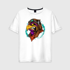 Женская футболка хлопок Oversize с принтом Орел в Санкт-Петербурге, 100% хлопок | свободный крой, круглый ворот, спущенный рукав, длина до линии бедер
 | арт | голова | клякса | птица | рисунок