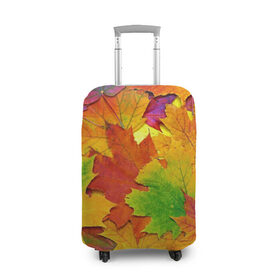 Чехол для чемодана 3D с принтом Осенние листья в Санкт-Петербурге, 86% полиэфир, 14% спандекс | двустороннее нанесение принта, прорези для ручек и колес | клён | краски | листья | осень | радуга | разноцветный | яркая