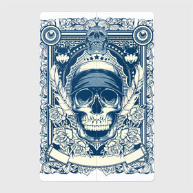 Магнитный плакат 2Х3 с принтом Пиратская картина в Санкт-Петербурге, Полимерный материал с магнитным слоем | 6 деталей размером 9*9 см | арт | вектор | гот | готический рисунок | готическое | перо | перья | пират | пиратская картина | повязка | рисунок | синий | череп