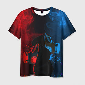 Мужская футболка 3D с принтом CORONA в Санкт-Петербурге, 100% полиэфир | прямой крой, круглый вырез горловины, длина до линии бедер | metro | stalker | дым | коронавирус | неоновый дым | пандемия | противогаз | сталкер